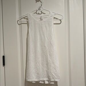 lululemon athletica White sheet Striped open back Tank Top